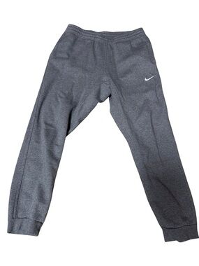 Nike Men's Gray Athletic Jogger Pants with White Swoosh